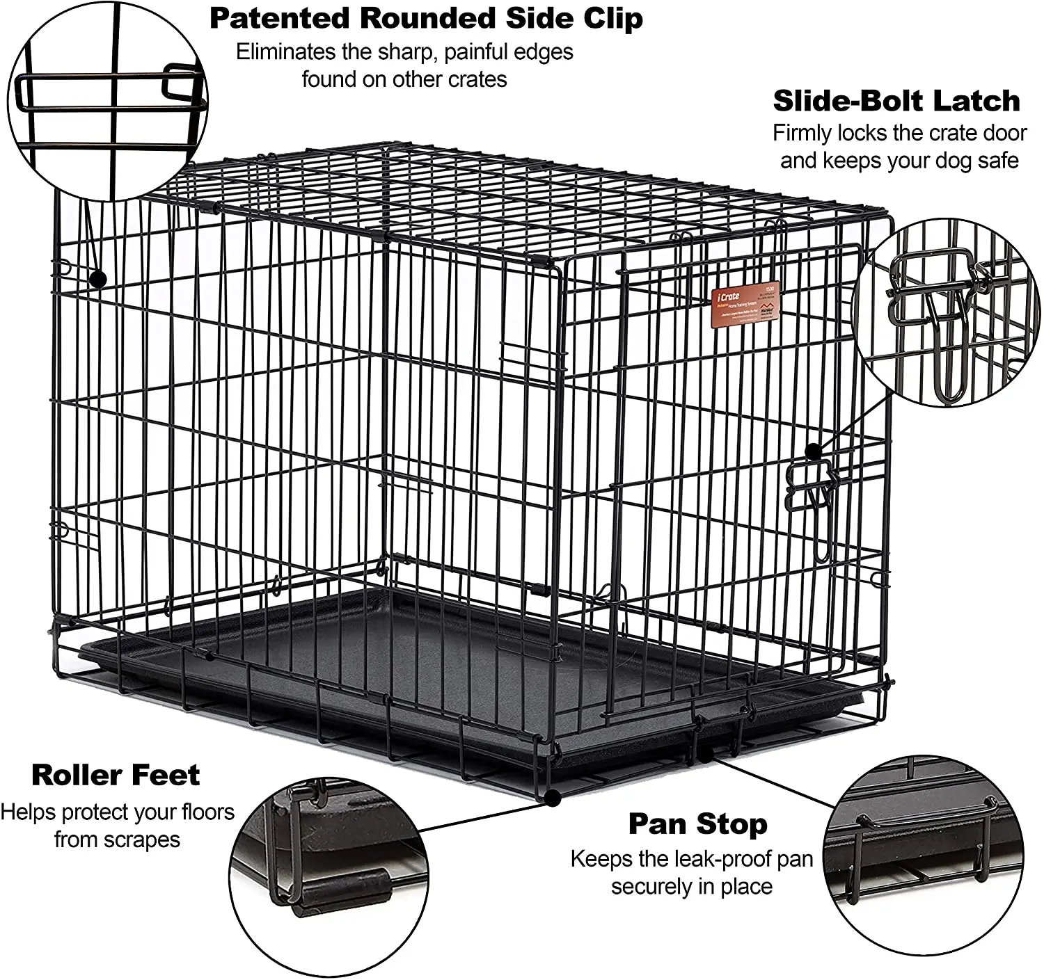Homes for Pets Crate Dog Cage with Single Door and Double Folding Metal Door