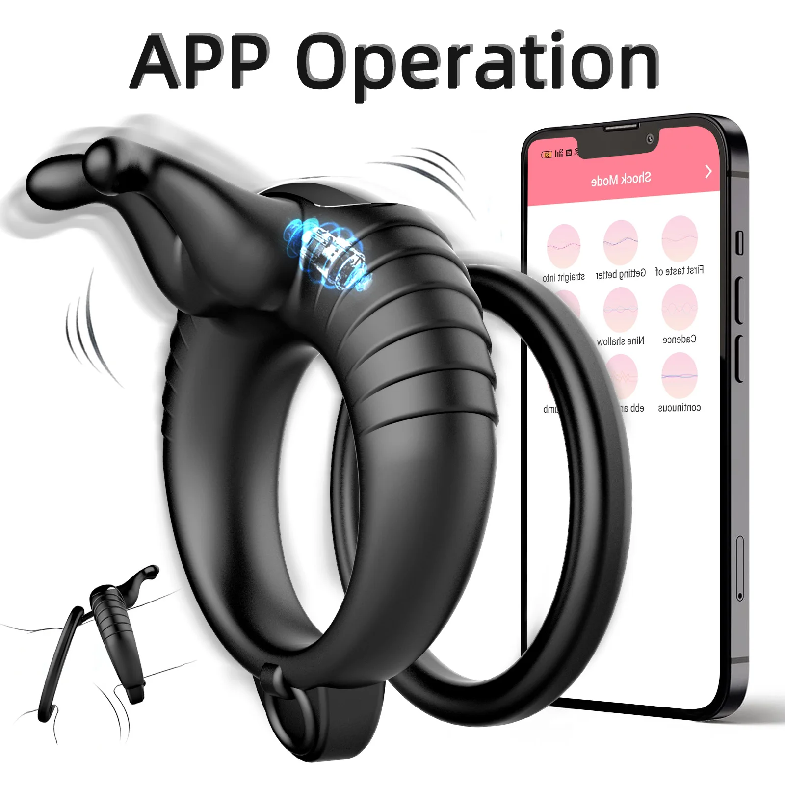 Hot Selling Silicone Male Cock Ring Delay Ejaculation APP Control Penis Ring Vibrator Toys For Man