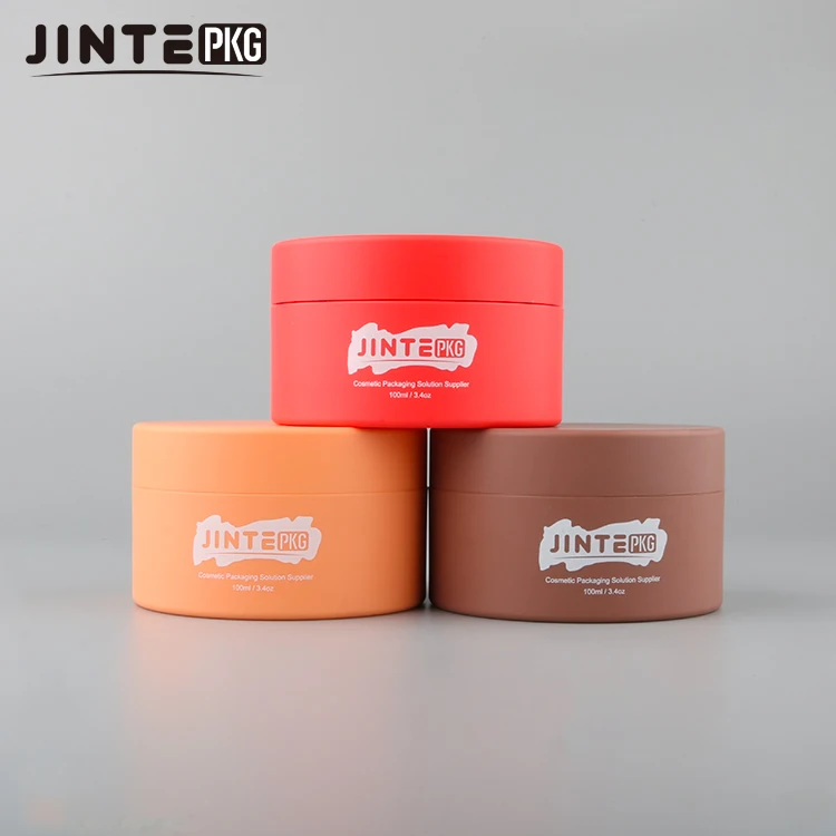 Custom Cosmetic Packaging  4oz 5oz 6oz 8oz Matte Brown Yellow PETG Cream Plastic jar with lids for Body Butter Silme Container