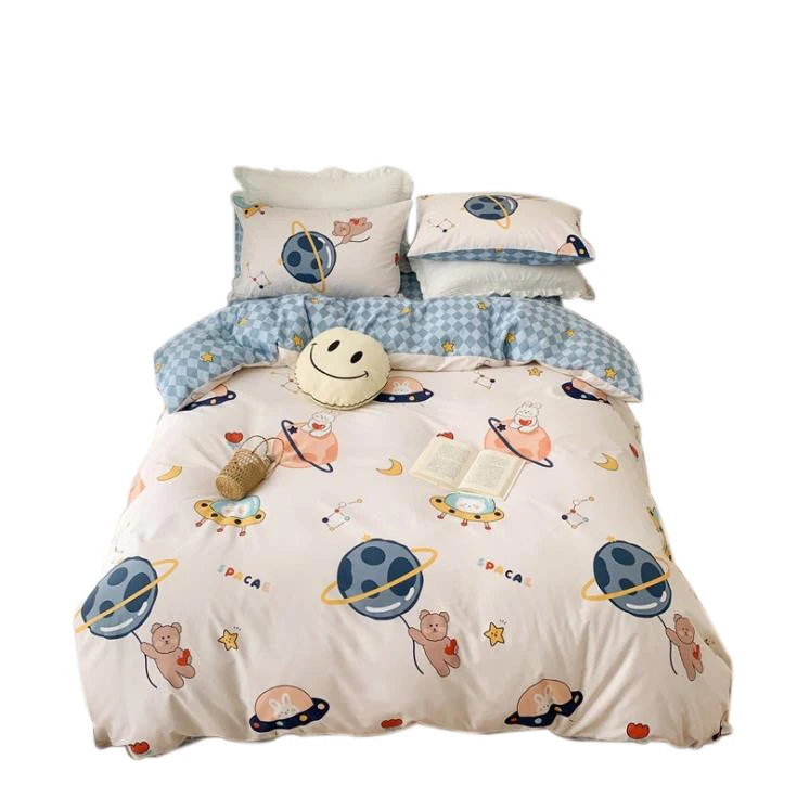 Ins simple lovely wind cotton pure cotton bed sheet on the four-piece bed sheet li student bed sheets dormitory three-piece