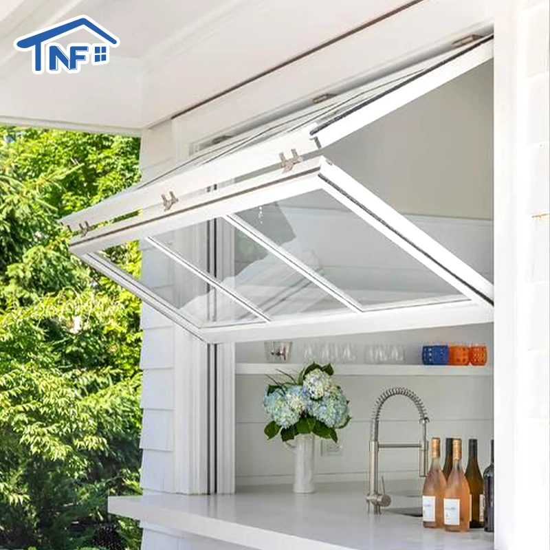 NFDouble Aluminium Folding Patio Window Bespoke Aluminium Double Folding Kitchen Window with Top Folding Glazing