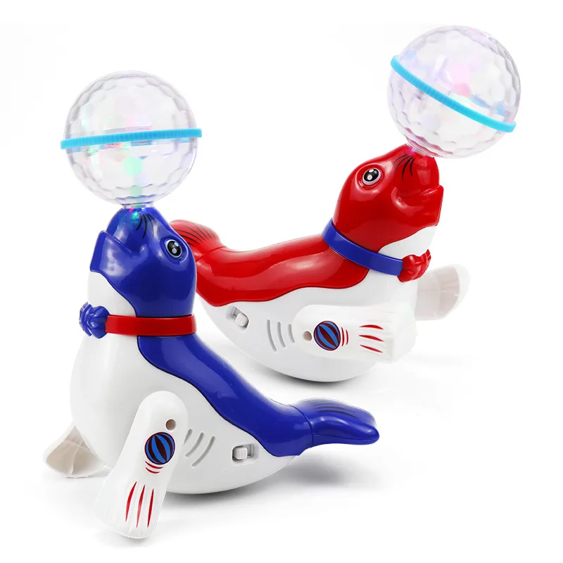 Novelty Light up Toys Children Electric Dancing Spinning Stunt Head Ball Lights Music Sea Lion