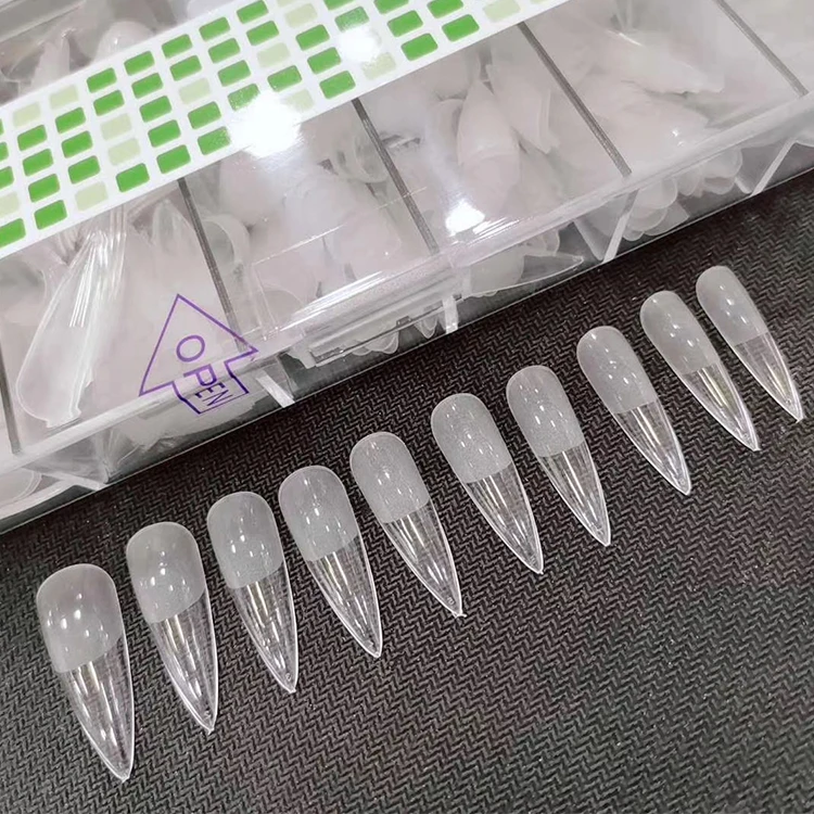 Частная марка, накладные длинные ногти, полное покрытие, прозрачный мягкий гель, тонкий наконечник, накладные ногти
