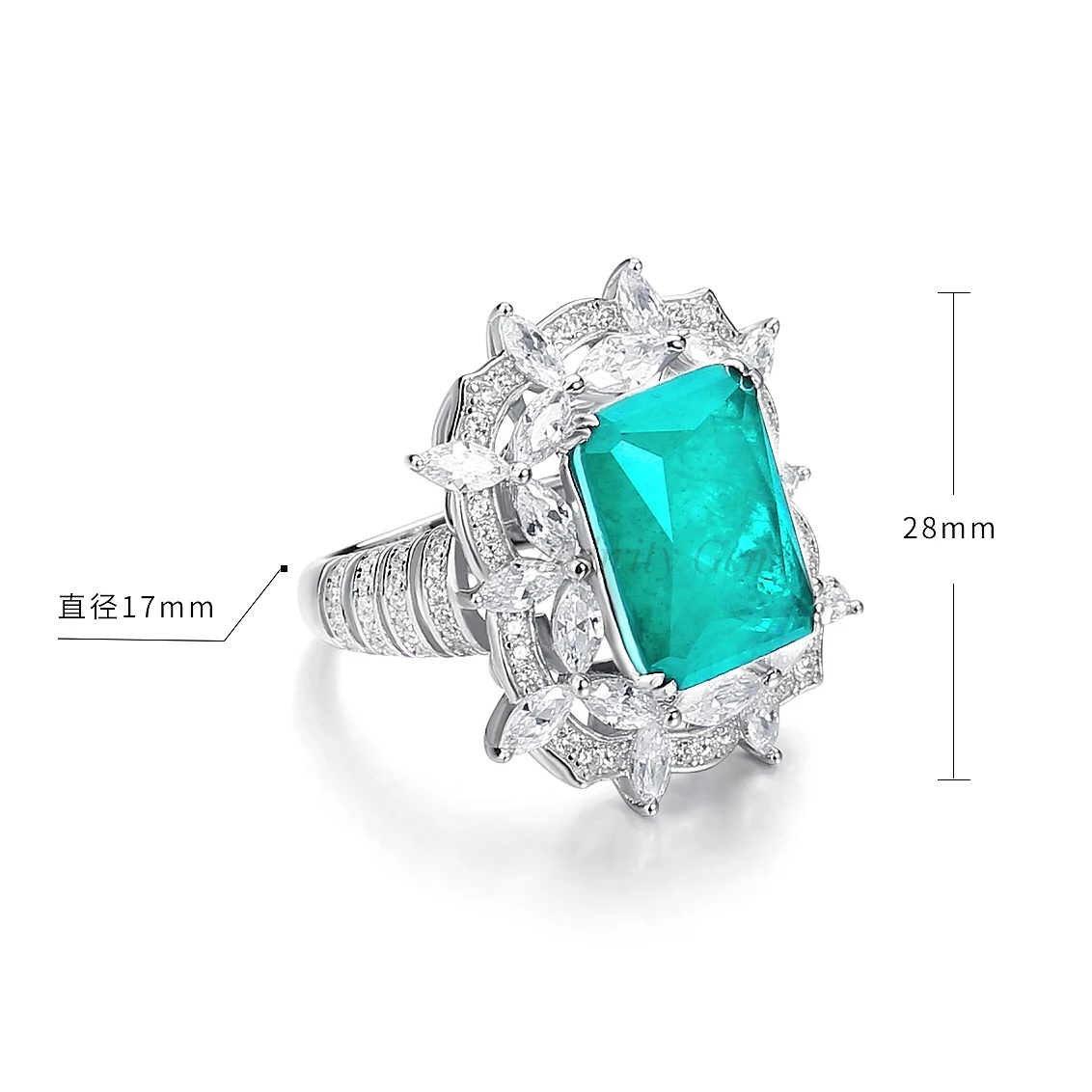 Wholesale Fashion Synthetic Blue Paraiba 925 Sterling Silver Synthetic Ring