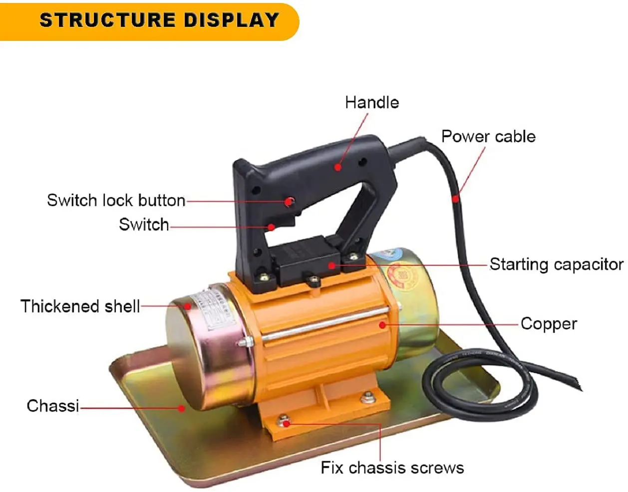 250W Handheld Cement Vibrating Machine Domestic Flat Plate Trowel 3500 RPM Concrete