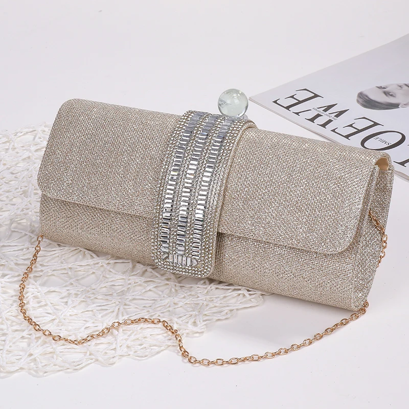 New Arrival Factory Wholesale Strip Trim wedding sequin clutch Bags Ladies Luxury Dinner Party Envelope Evening Bag Purse