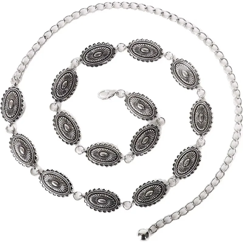 Fashion Costume Accessories Metal Chain Belt for Women Waist Chains for Dresses Jeans Western Cow Girl