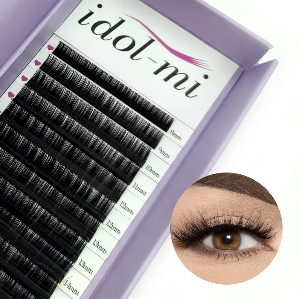 Hot Selling Wholesale Individual Fluffy Faux Mink Strip Lashes Volume Pre Made Fans Eyelashes Multiple Curl Shapes Available