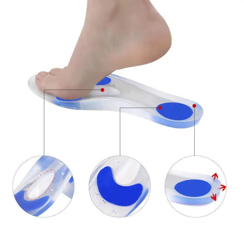 wholesale Silicone insole for men and women cushioned extra thick super soft full sole insole massage decompression