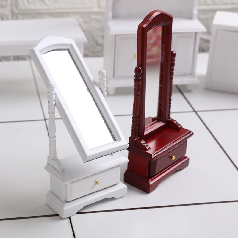 Handmade Decoration Miniature Full-length Dressing Mirror 1:12 Accessory Room Doll Miniature Dressing Mirror