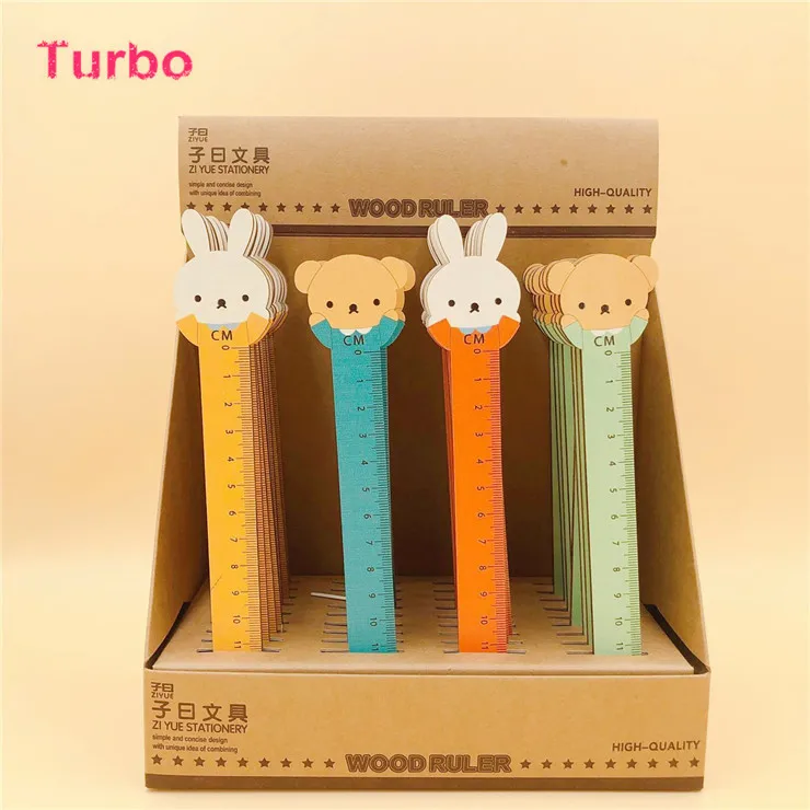 Лидер продаж в Индии многофункциональная мультяшная измерительная канцелярия креативная деревянная линейка форме кролика