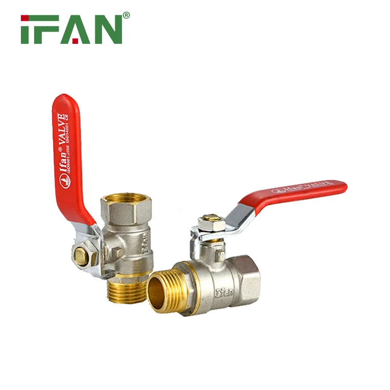 IFAN Anti-Corrosion Brass Ball Valve Red Color Handle Ball Valve Wall-Mounted Valve Balls