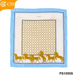 High-End Personalized Pure Silk Women Scarves Custom Soft Touch Ribbon Square Scarf Custom Logo 100%Silk Printed Scarf