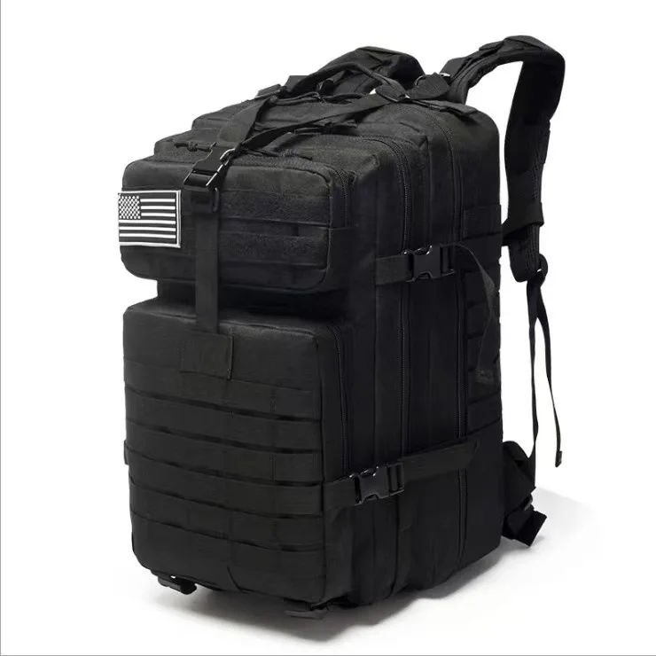45L Tactical Backpack 3 Day Molle Large Assault Pack Waterproof Rucksack For Men Outdoor Hiking  Camping with USA Flag patch