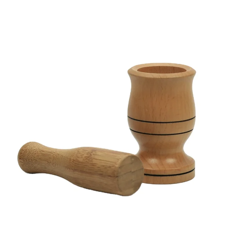 High Quality Bamboo Spice Grinder Wooden Mortar and Pestle Set for Kitchen