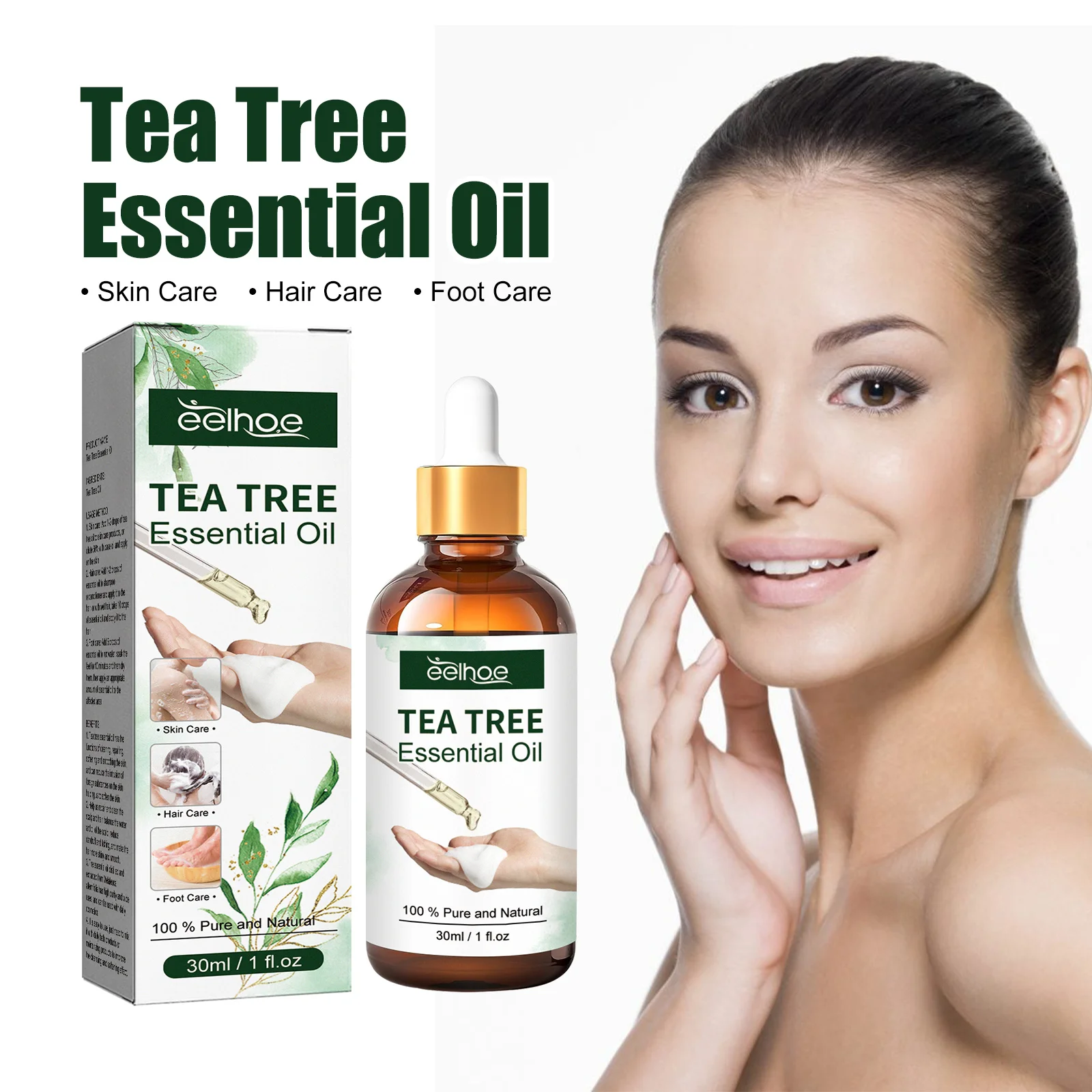 EELHOE Customize Logo Massage Oil Skin & Foot & Hair Care Moisturized Skin Serum Tea Tree Essential Oil