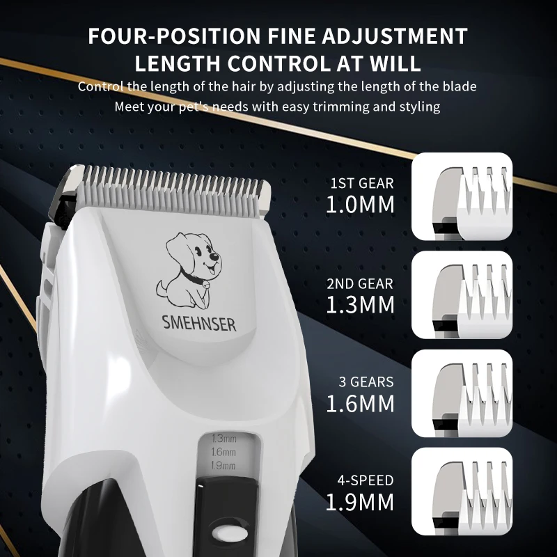 SMEHNSER High Power Trimmer Grooming Pet Electric Clipper Kit Cordless Professional Clipper Shaver for Dogs and Cats