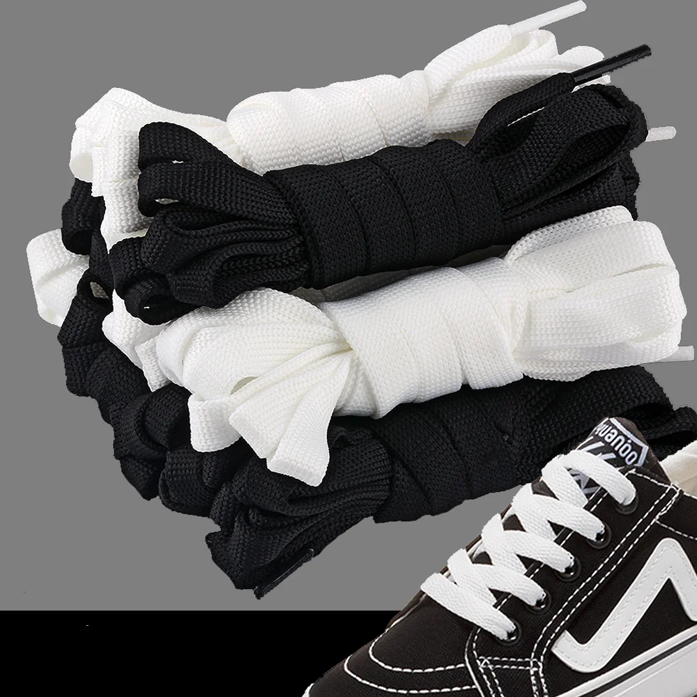 10mm Flat Shoe laces Classic Black/White Custom hockey skating shoelaces ice skates laces