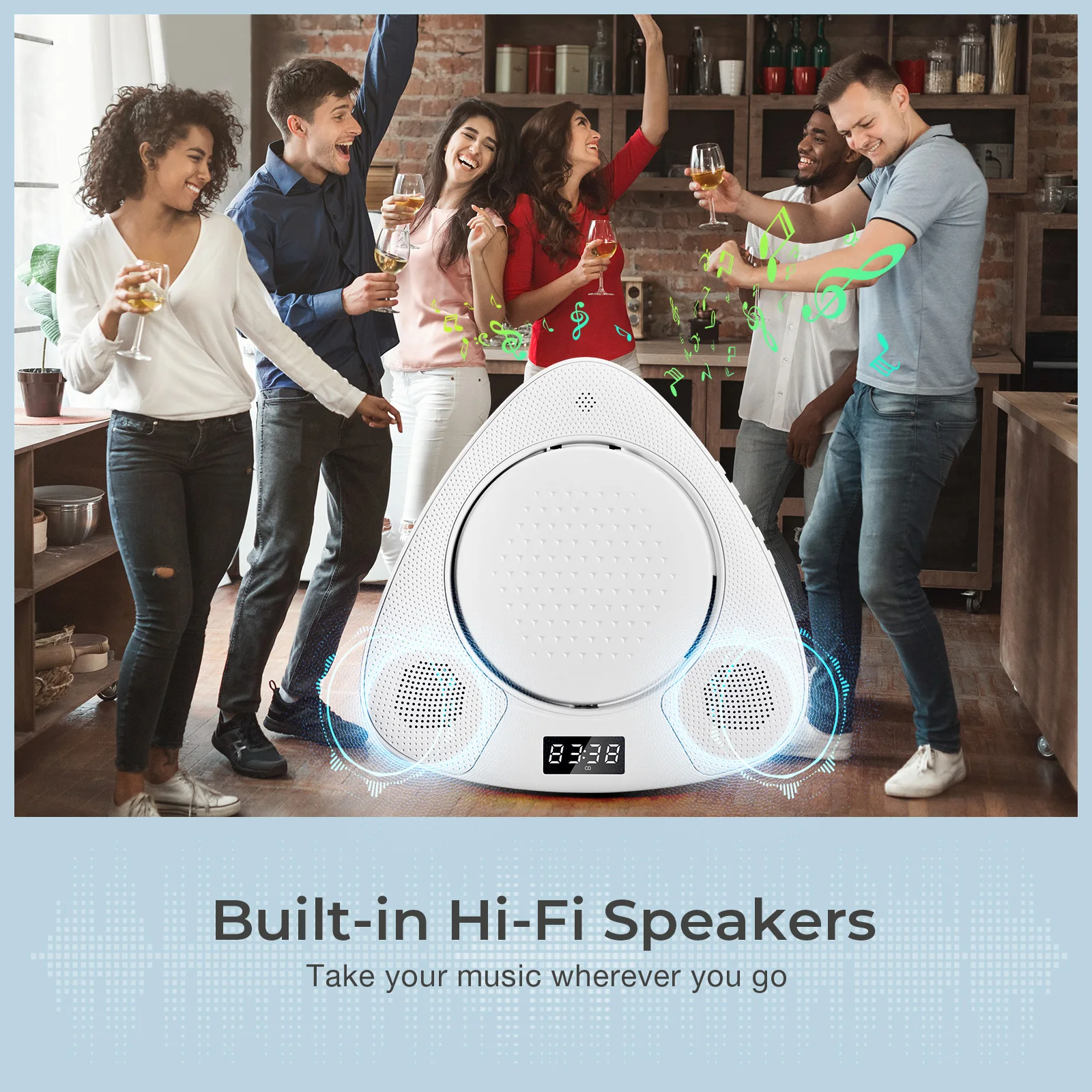 2022 Fast Dispatch New Multifunction Black MP3 DJ DVD Speaker FM Radio BT Output  USB Connection Portable CD Player Hifi