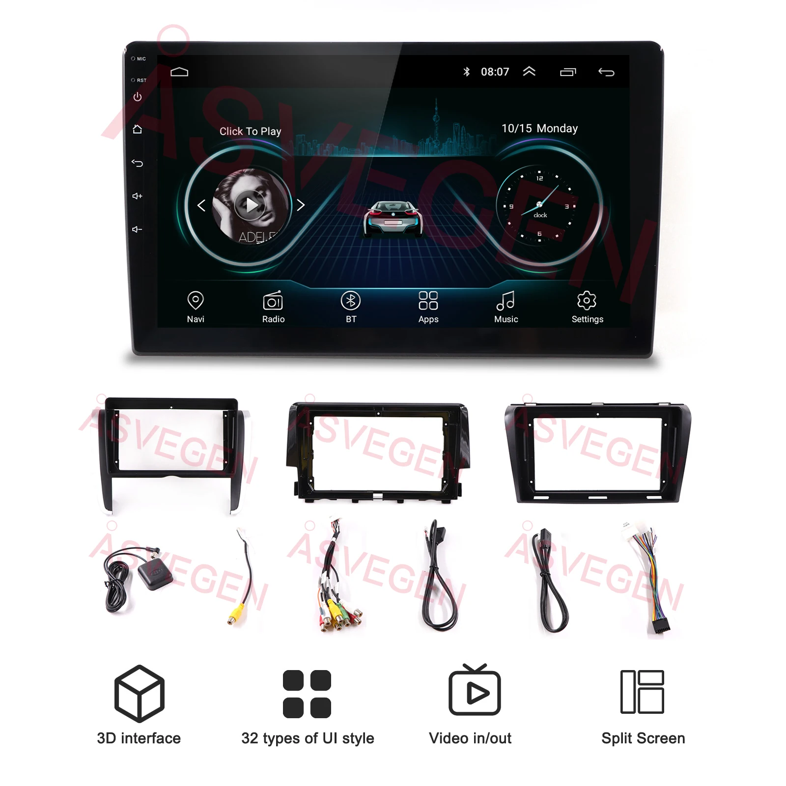 IC 8227 Universal 9 inch 10 inch Head Unit Touch Screen Android Auto Radio GPS Navigation WIFI BT FM Car Radio Stereo Player
