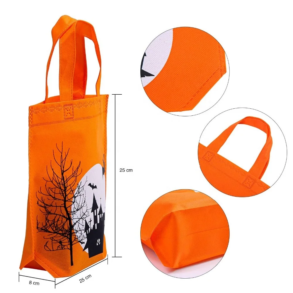 Halloween Party Goody Favors custom logo Trick or Treat Non-woven Gift tote Bags