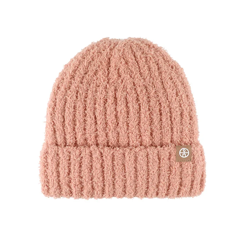 Warm Fleece Lined Thicken plush Knitted Beanie for Kids knit baby hat