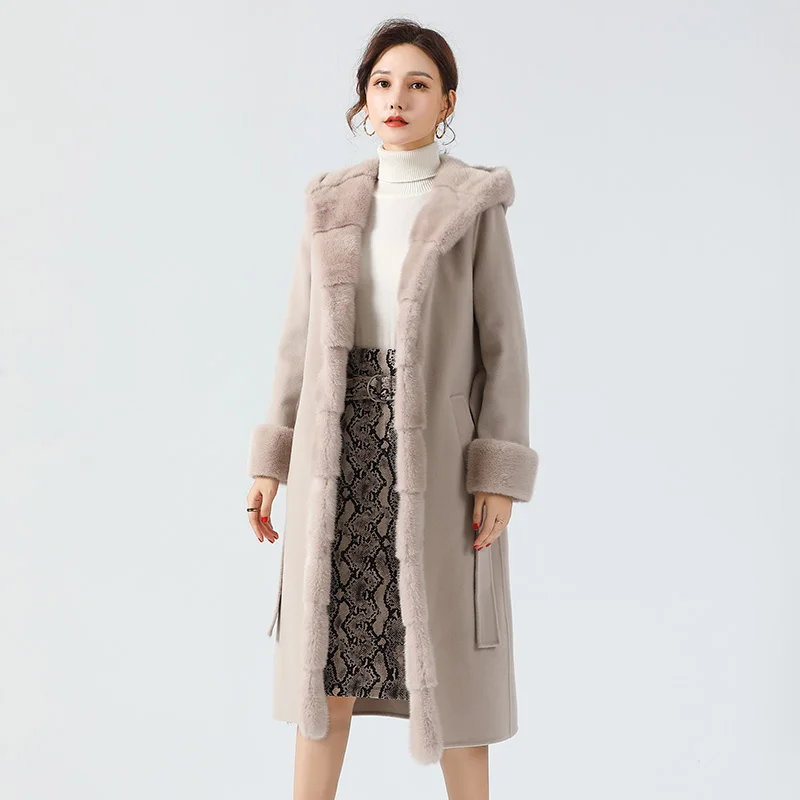
2021 real mink Professional Manufacture Soft And Comfortable Women Cashmere Coat 