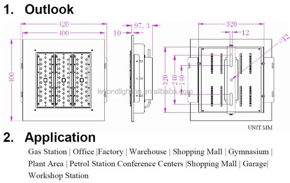 
Aluminum housing led canopy light 100W 120W 150W led high bay retrofit recessed explosion-proof gas station light 
