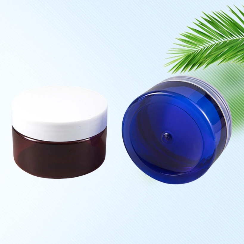 Custom thickened amber blue plastic tea packaging jar 50g 80g cosmetic cream jar for honey packaging