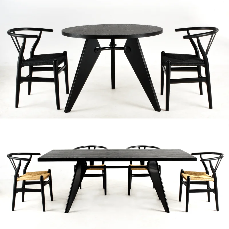 High Quality Wholesale Furniture Hans Wegner Wishbone Black Solid Ash Wood Y Frame Restaurant Chair Dinning Room Chair