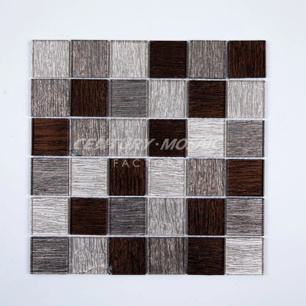 Century Mosaic 48mm Mixed Color Square Laminating Crystal Glass Mosaic Tile For Wall Decor