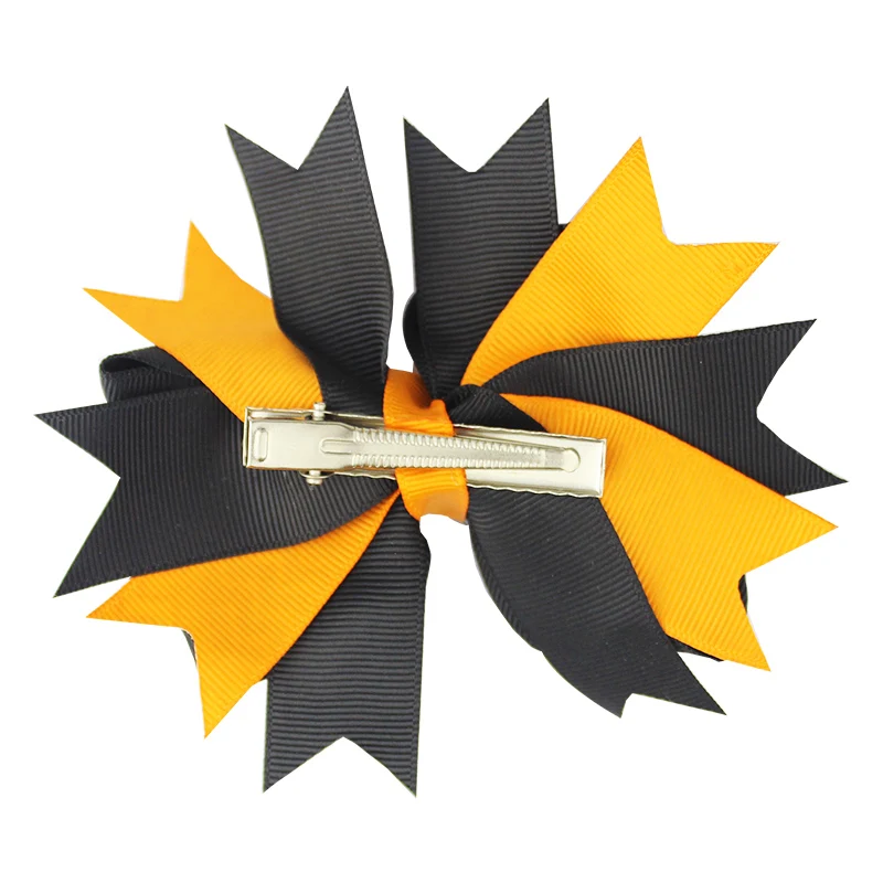  HCArtware 4 pack Halloween hair clip set for girls Boutique ribbon bow
