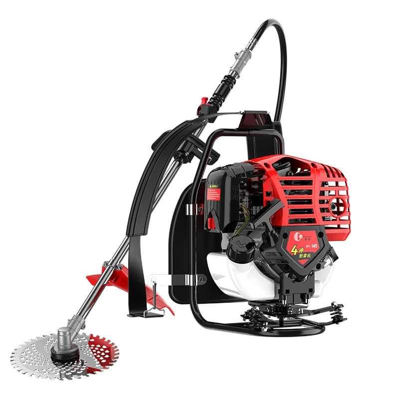 With cordless telescopic handle, portable gasoline lawn mower/weeding