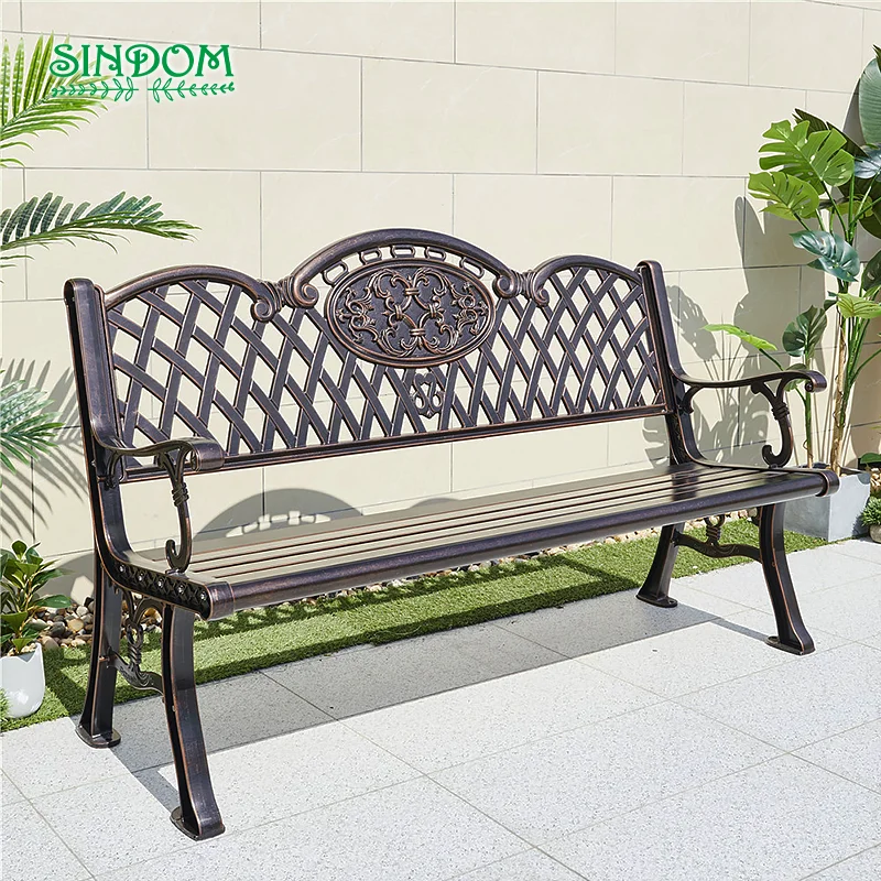 Custom Urban Furniture Garden Outdoor Street Metal Aluminium Chair Decorative Park Long Bench