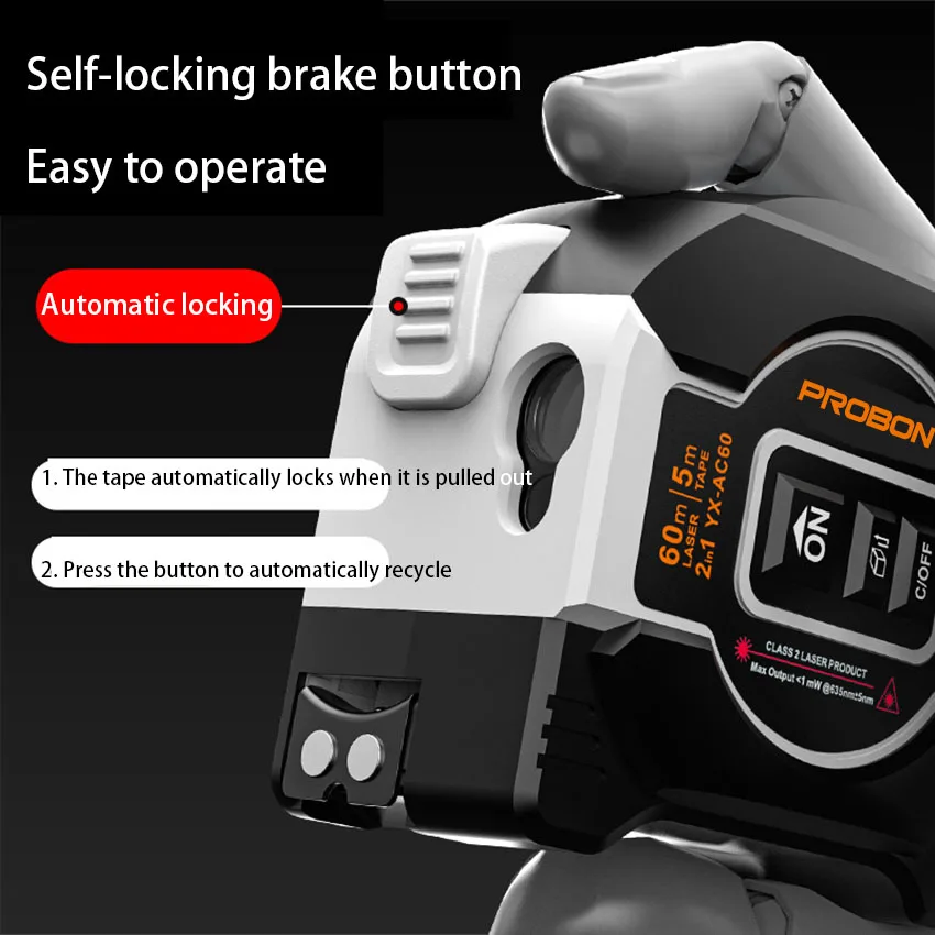 Multi-function Promotion Portable Red and Green Light Rangefinder Tape Rechargeable Smart Tape Measure