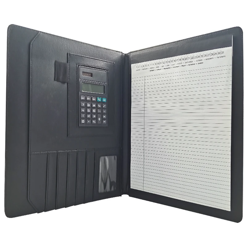 Modernqiu Пользовательский логотип A4 кожаная папка для документов мягкая сумка кожаный портфель с калькулятором товары