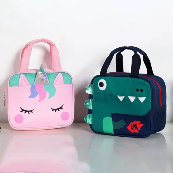 Children Lunch Bag for Kids School Aluminum Food Thermal Box Handle Bag Cute Fashion Animal Dinosaur Insulated Portable