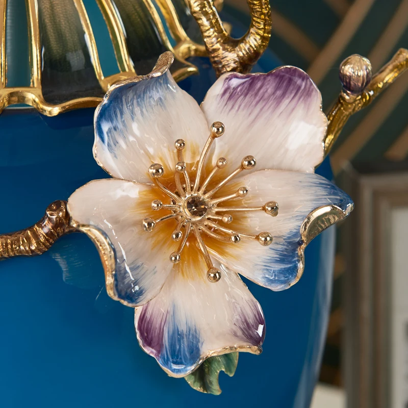 NOSHMAN Lampara de mesa Living Room Bedroom Bedside Lamp Stained Enamel Glass Vase Table Lamp