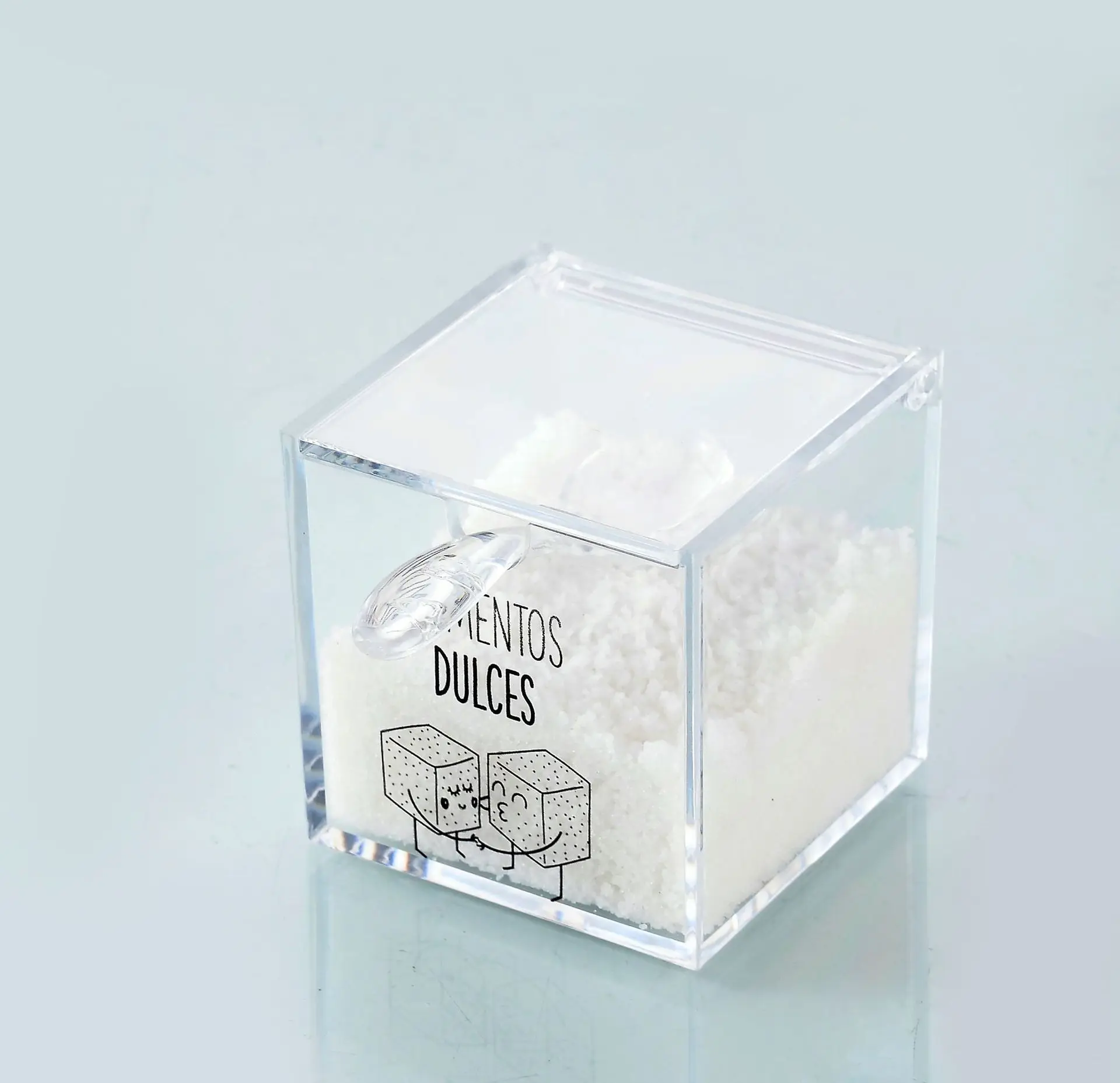 Songhui PS Materials Clear Acrylic Cube Storage Box with Hinged Lid for Sweet