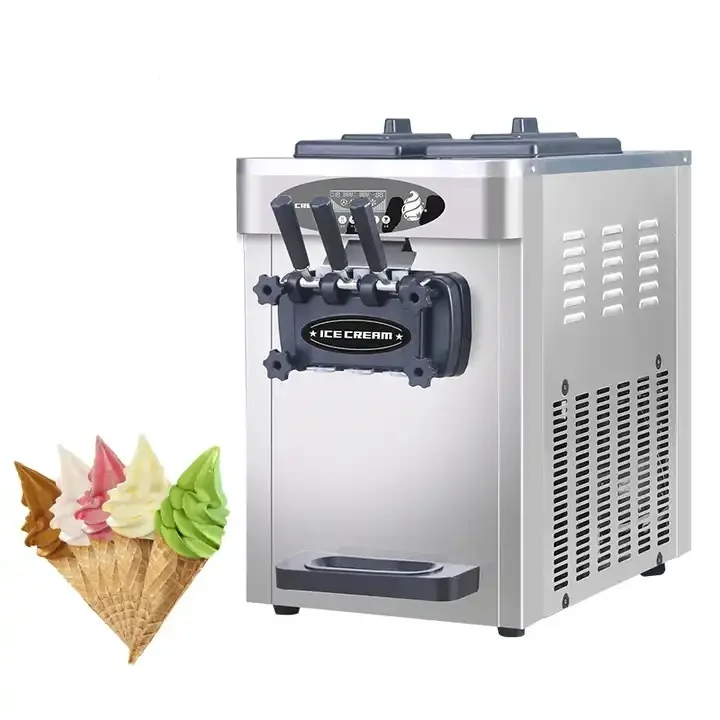 Factory Price Soft Gelato Ice Cream Maker Machine, Soft Ice Cream Making Machine with 2+1 Flavors Frozen Yogurt Machine Silver