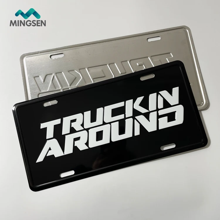 NO MOQ Custom logo aluminum embossed deocrative license plate for front and rear of car