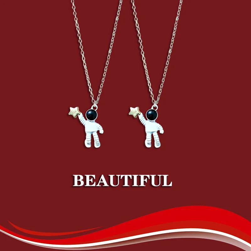 Throwing Stars Astronaut couple necklace Alloy  Men and women together Pendant  Girlfriends couples gifts