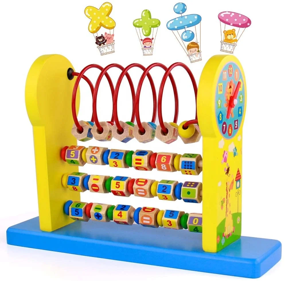 Счеты шарик лабиринт деревянные развивающие игрушки 3 в 1-деревянные бусины счеты преподавания часы дошкольного возраста обучающие игрушки для детей, для мальчиков и девочек