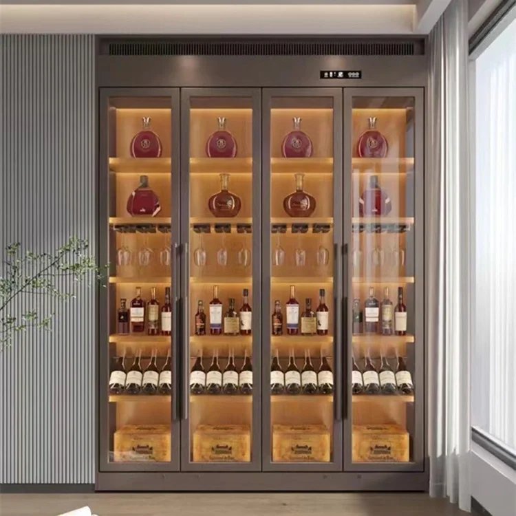 Custom wine display cellar air conditioner temperature control stainless wine cabinet