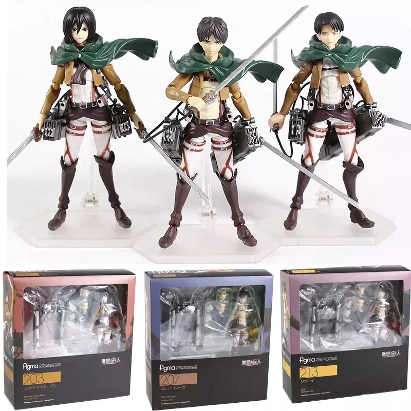 Hot Selling Japan Attack On Titan Levi Eren MIKASA ACKERMAN action 19cm figure anime