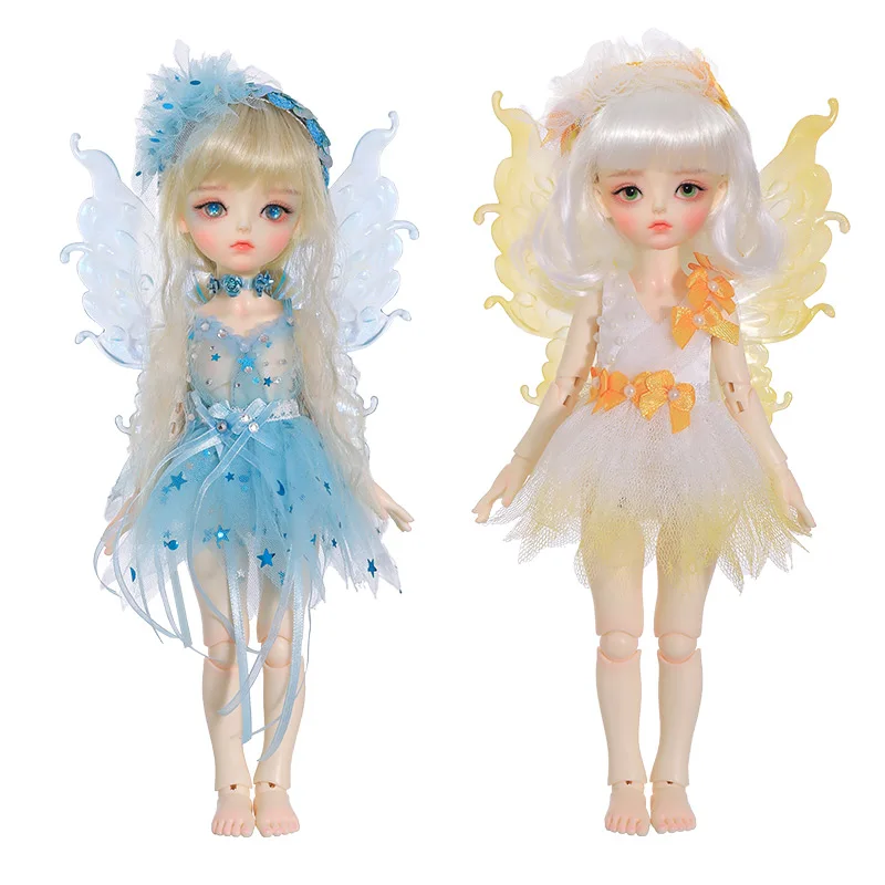Кукла шарнирная Lulu 1/6 с голубыми и желтыми крыльями феи, игрушки-спутники для детей, подарок для детей