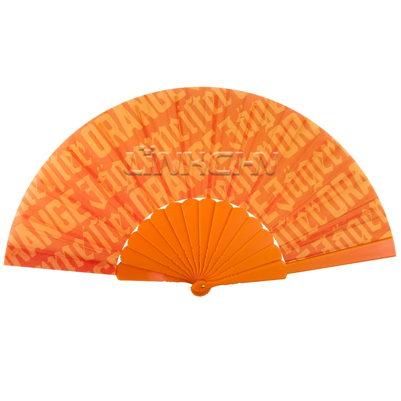 Black Plastic Folding Fabric Hand Held Fans Ribs Custom