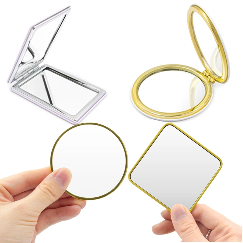 Personalize Mirror Round Small Single Sided Pocket Mirror Makeup Small Hand Round Compact Custom Logo Mini Portable Mirror