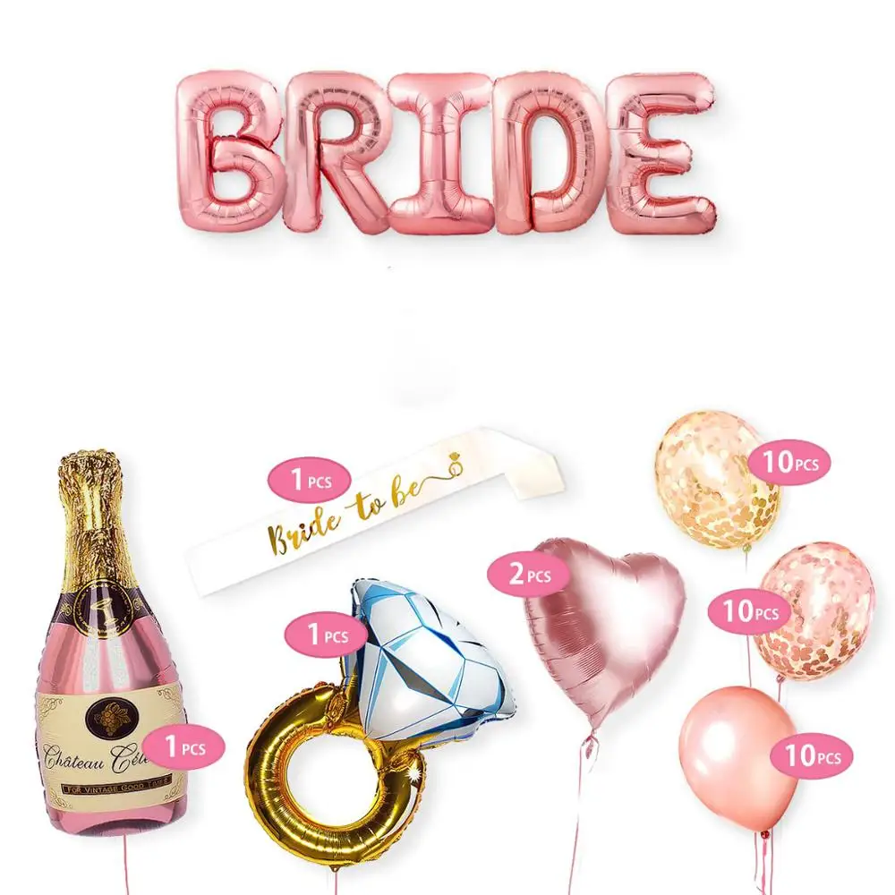 Bride Balloon Bachelorette Party Decoration Kit  Hen Party Decorations Balloons Set  Bridal Shower Supplies Accessories
