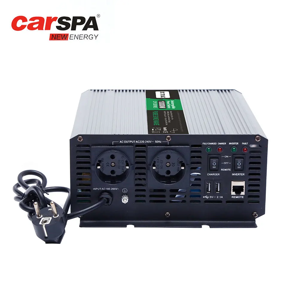 CARSPA battery charger with 1kw pure sine wave inverter with charger function USB port For Home Use and Off-gird Solar System